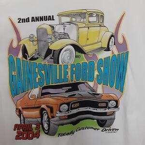Vtg Gainesville Ford Show T Shirt Mens L White Short Sleeve Y2K 2004